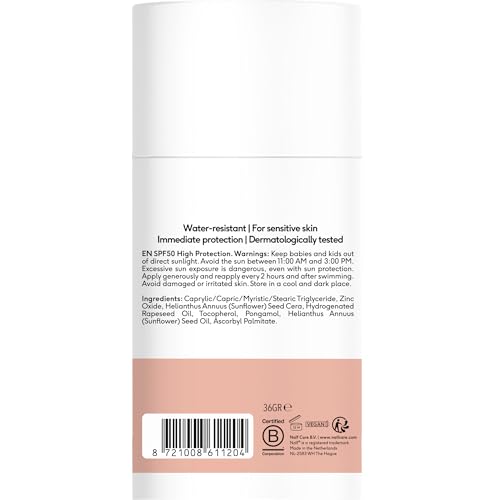 Naïf - Mineralischer Sonnenschutzstick - für Baby & Kind - LSF 50-0% Parfüm - Stick ohne Mikroplastik, Mineralöle oder Silikone - UVA und UVB Schutz - Wasserresistent - Dermatologisch Getestet - 36g