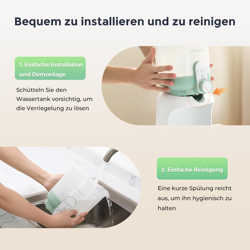 Momcozy Flaschenzubereiter Baby mit Dual-Licht, Schneller Flaschenwärmer zur Milchzubereitung, 1,69 Liter Großvolumen, Milchzubereiter mit 6 Temperaturstufen, Grundausstattung für das Stillen