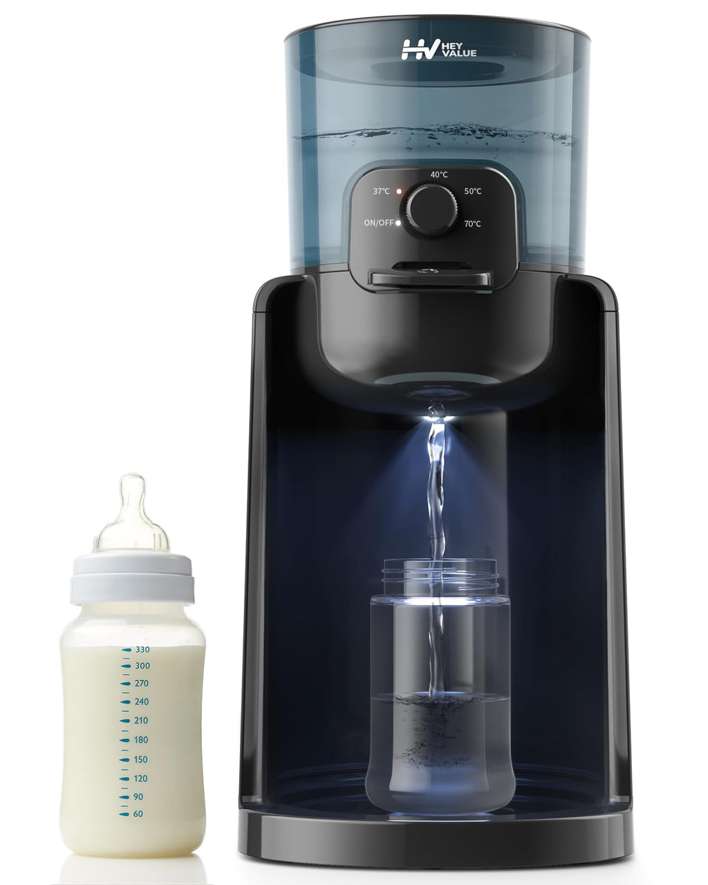 Flaschenzubereiter für Babys,Flaschenwärmer Baby,Instant Warmer,Wasserspender für Sofortige Herstellung von Formelflaschen,4 Temperaturen 72H Smart Thermostat, Heißwasserspender, Schwarz