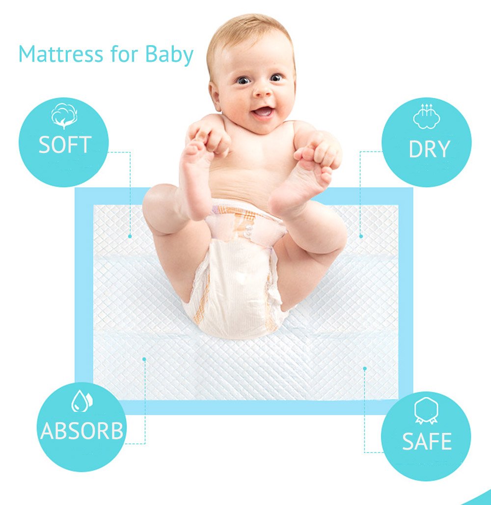 Baby-Einweg-Unterlage, 100 Stück, Inkontinenz-Wickelunterlage, Babywindeln, Neugeborenen-Einlagen, weich, atmungsaktiv, wasserdicht, auslaufsicher, schnell absorbierend, 33 x 45,7 cm
