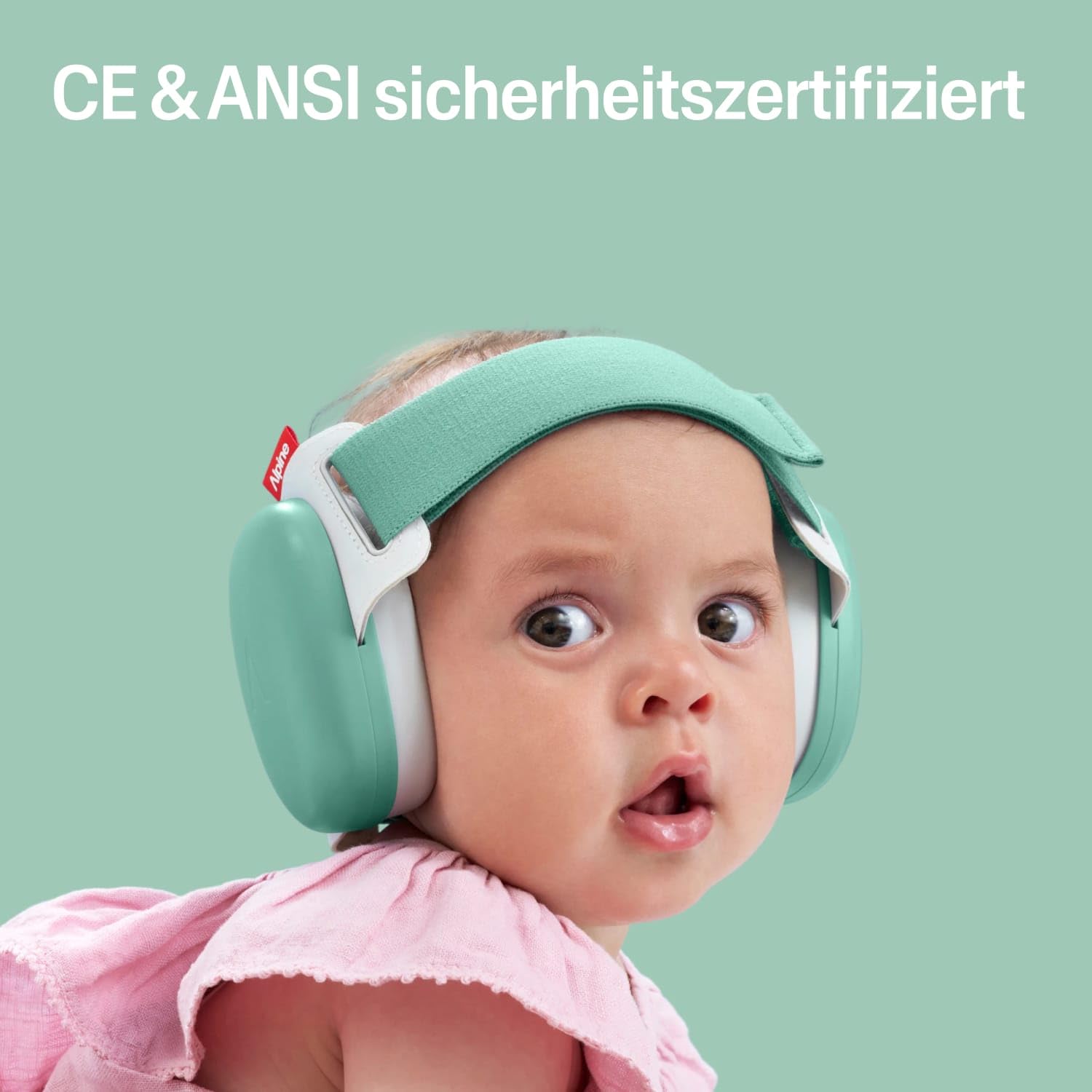 Alpine Muffy Baby Comfort - Gehörschutz für Babys & Kleinkinder - Getestet in Deutschland - Einzigartiges Kopfband für Sicheren & Bequemen Sitz - Verstellbar <5 Jahren - Kopfhörer Lärmschutz, Grün