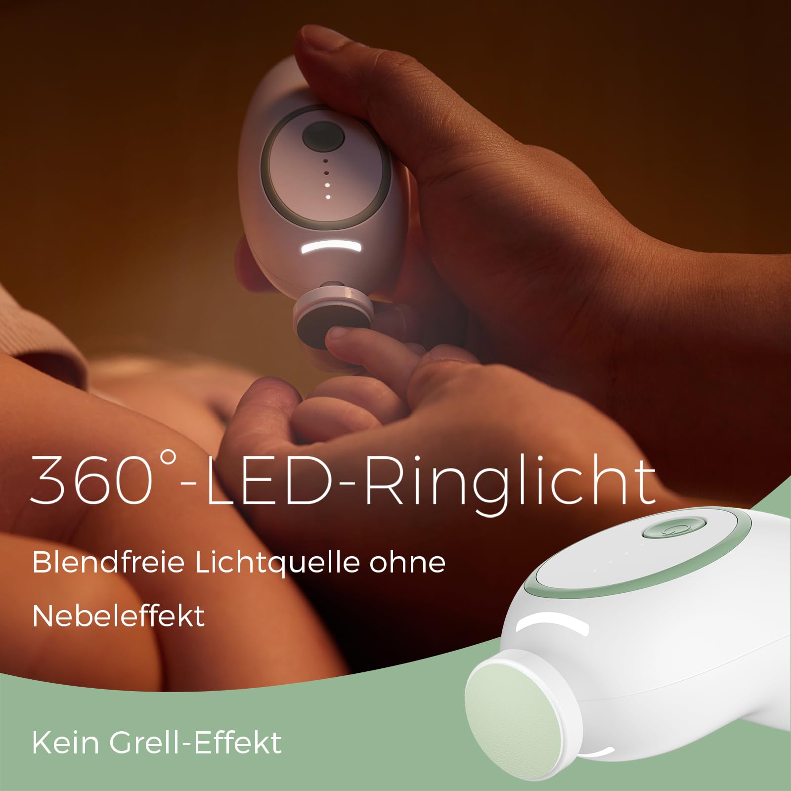 Momcozy Baby Nagelfeile Elektrisch, Sanfter Baby Nageltrimmer Elektrisch Wiederaufladbar, Baby Nagelknipser Elektrisch, 7 Schleifkopf Ersatzpads