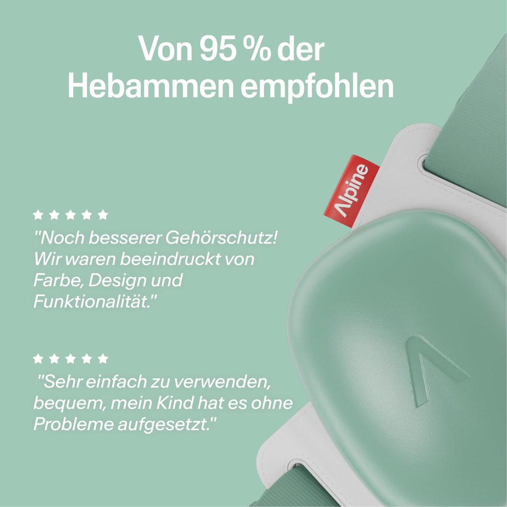 Alpine Muffy Baby Comfort - Gehörschutz für Babys & Kleinkinder - Getestet in Deutschland - Einzigartiges Kopfband für Sicheren & Bequemen Sitz - Verstellbar <5 Jahren - Kopfhörer Lärmschutz, Grün