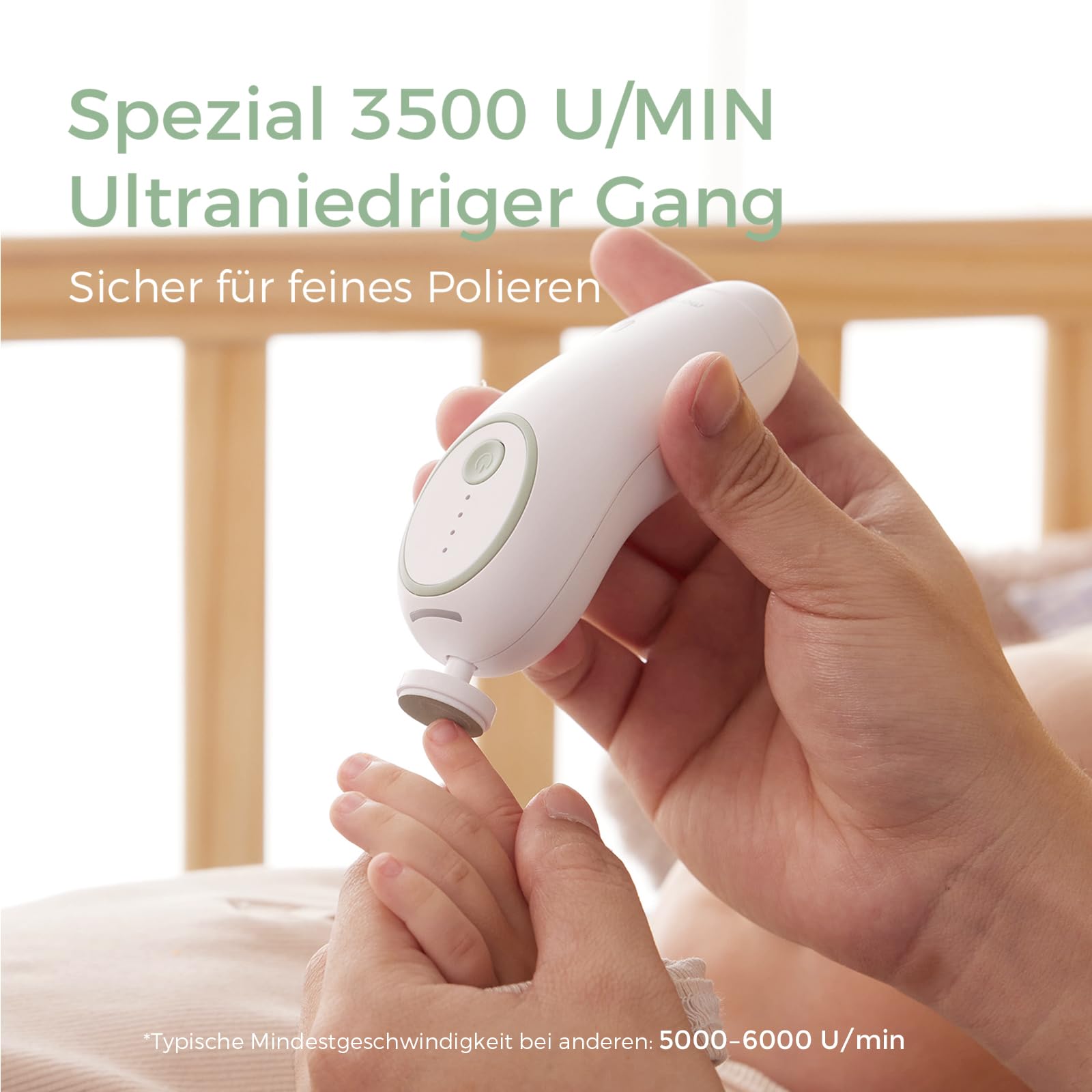 Momcozy Baby Nagelfeile Elektrisch, Sanfter Baby Nageltrimmer Elektrisch Wiederaufladbar, Baby Nagelknipser Elektrisch, 7 Schleifkopf Ersatzpads