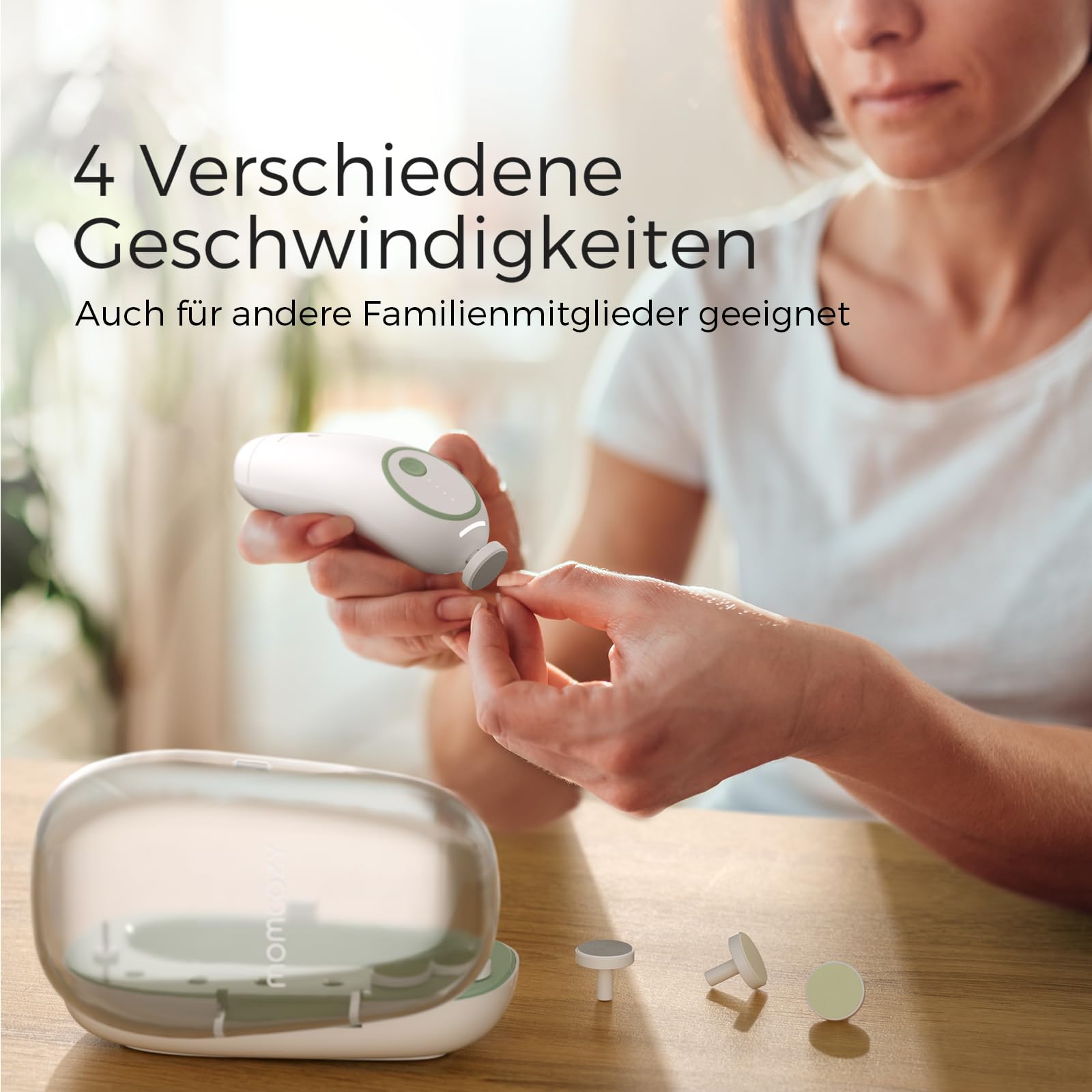Momcozy Baby Nagelfeile Elektrisch, Sanfter Baby Nageltrimmer Elektrisch Wiederaufladbar, Baby Nagelknipser Elektrisch, 7 Schleifkopf Ersatzpads