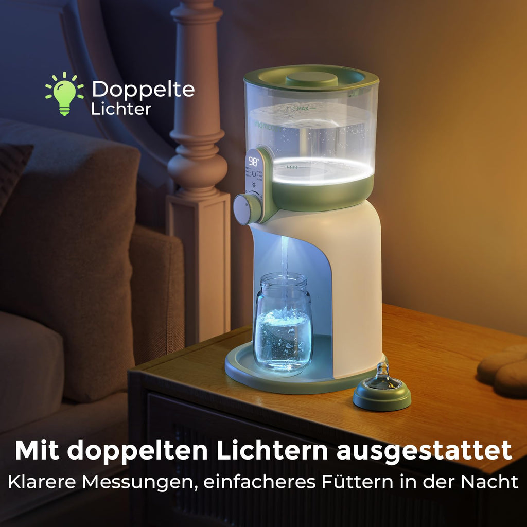 Momcozy Flaschenzubereiter Baby mit Dual-Licht, Schneller Flaschenwärmer zur Milchzubereitung, 1,69 Liter Großvolumen, Milchzubereiter mit 6 Temperaturstufen, Grundausstattung für das Stillen