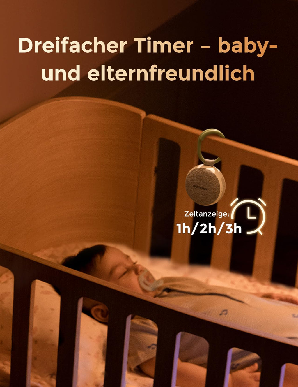 Momcozy Tragbare Baby Soundmaschine mit Nachtlicht – Weißes Rauschen Gerät für Neugeborene, 20 Beruhigende Klänge, Wiederaufladbare Weißes-Rauschen-Therapie und Bluetooth-Lautsprecher