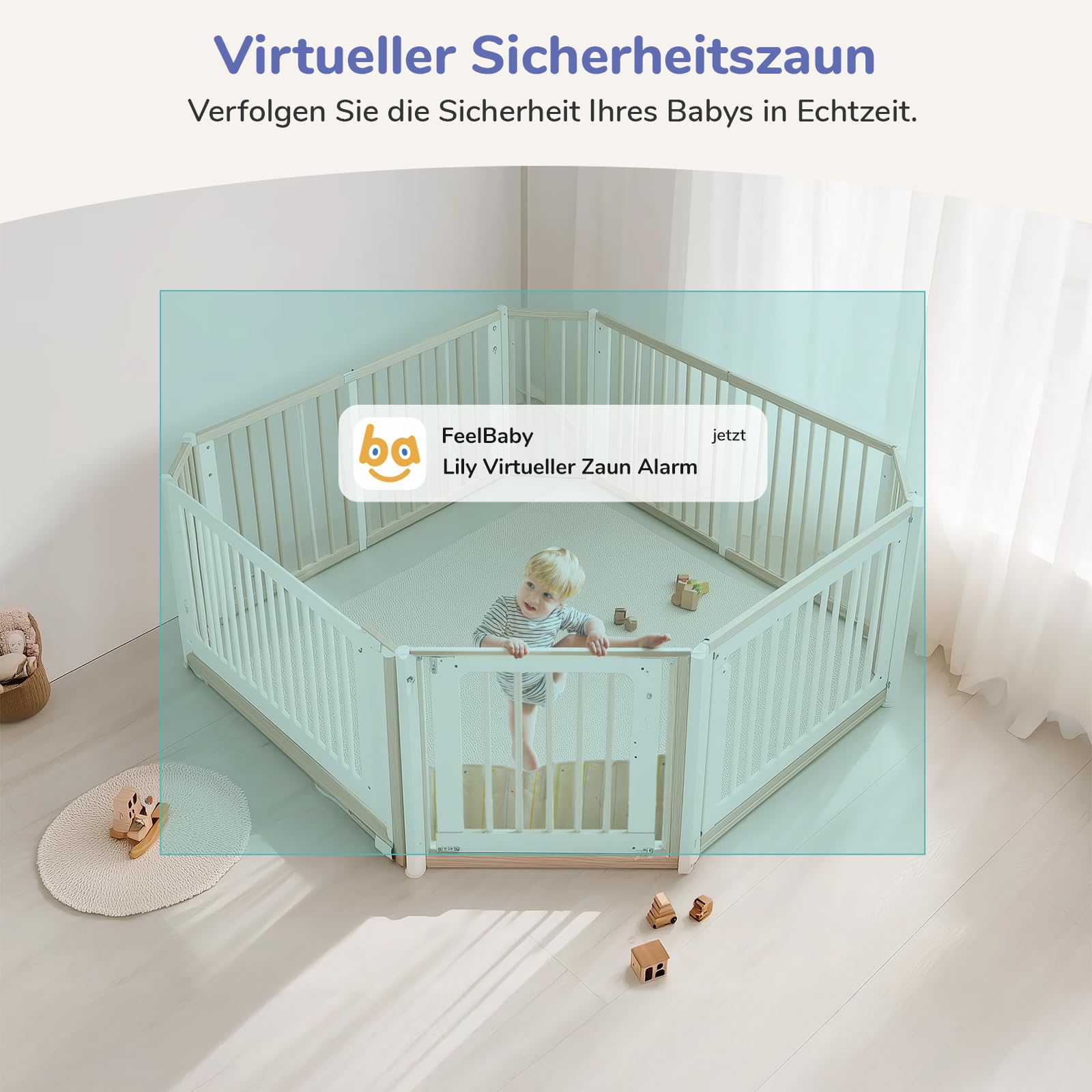 jeeber 2K/3MP Babyphone mit Kamera APP, 360°, 5" WLAN Video Babyfone, HDR-Nachtsicht, Weinen/Bewegungs/Geräusch-Erkennung, Temperaturanzeige, hohe Reichweite, Bereich alarme, ohne ABO