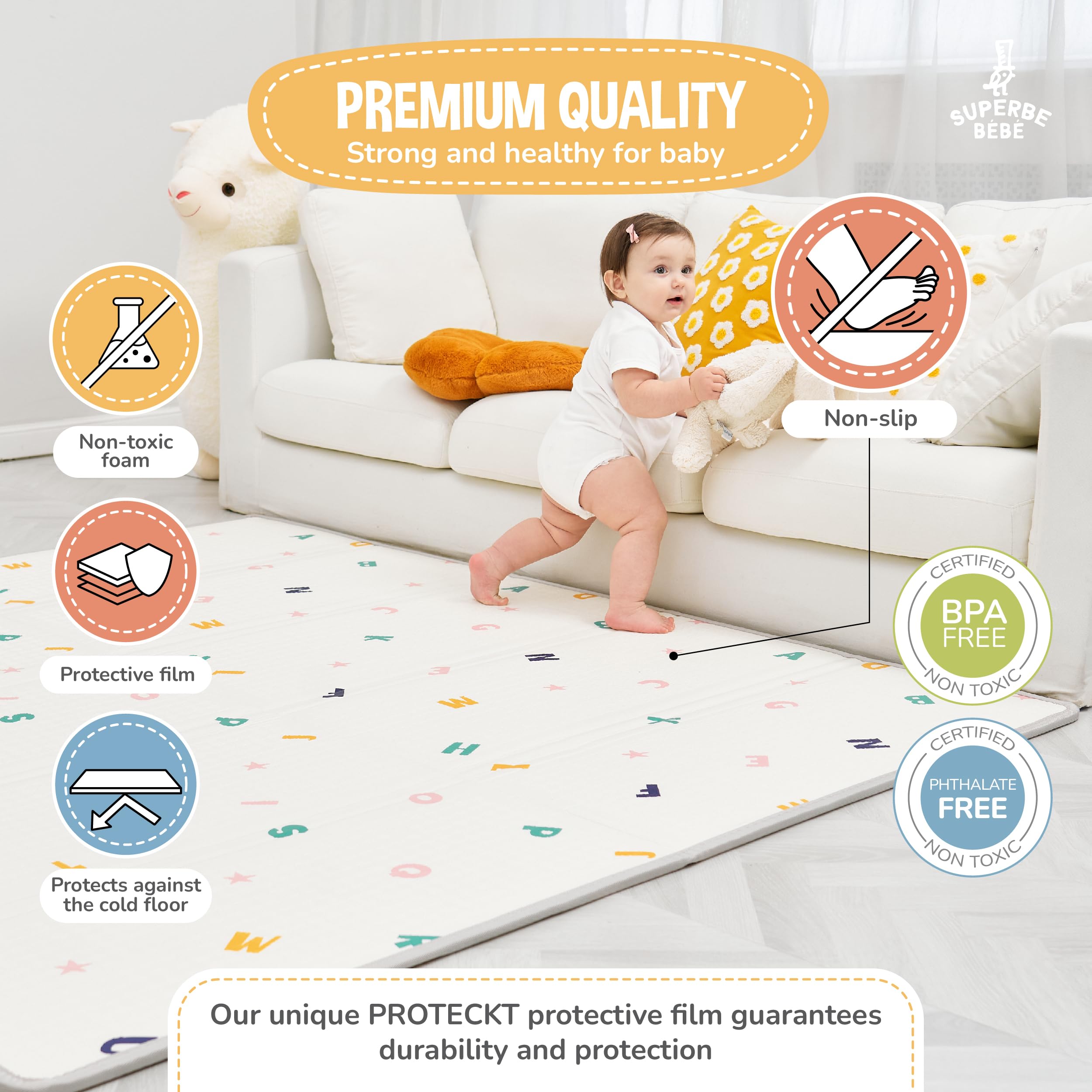 Krabbelmatte Baby Faltbar Spielmatte Kinder Spieldecke 150x180x1cm Krabbeldecke Für Baby - Babymatte Kindermatte - Schaumstoffmatte Kinderteppich- Spielteppich - Bodenmatte Kinder - Babygeschenk