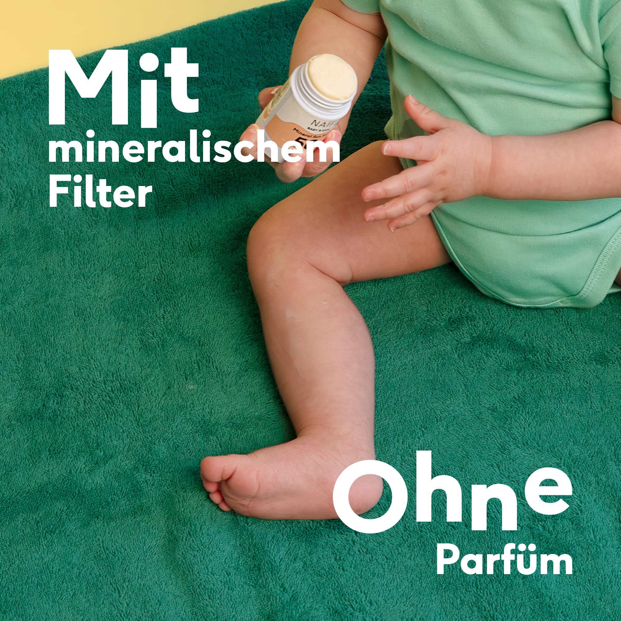 Naïf - Mineralischer Sonnenschutzstick - für Baby & Kind - LSF 50-0% Parfüm - Stick ohne Mikroplastik, Mineralöle oder Silikone - UVA und UVB Schutz - Wasserresistent - Dermatologisch Getestet - 36g
