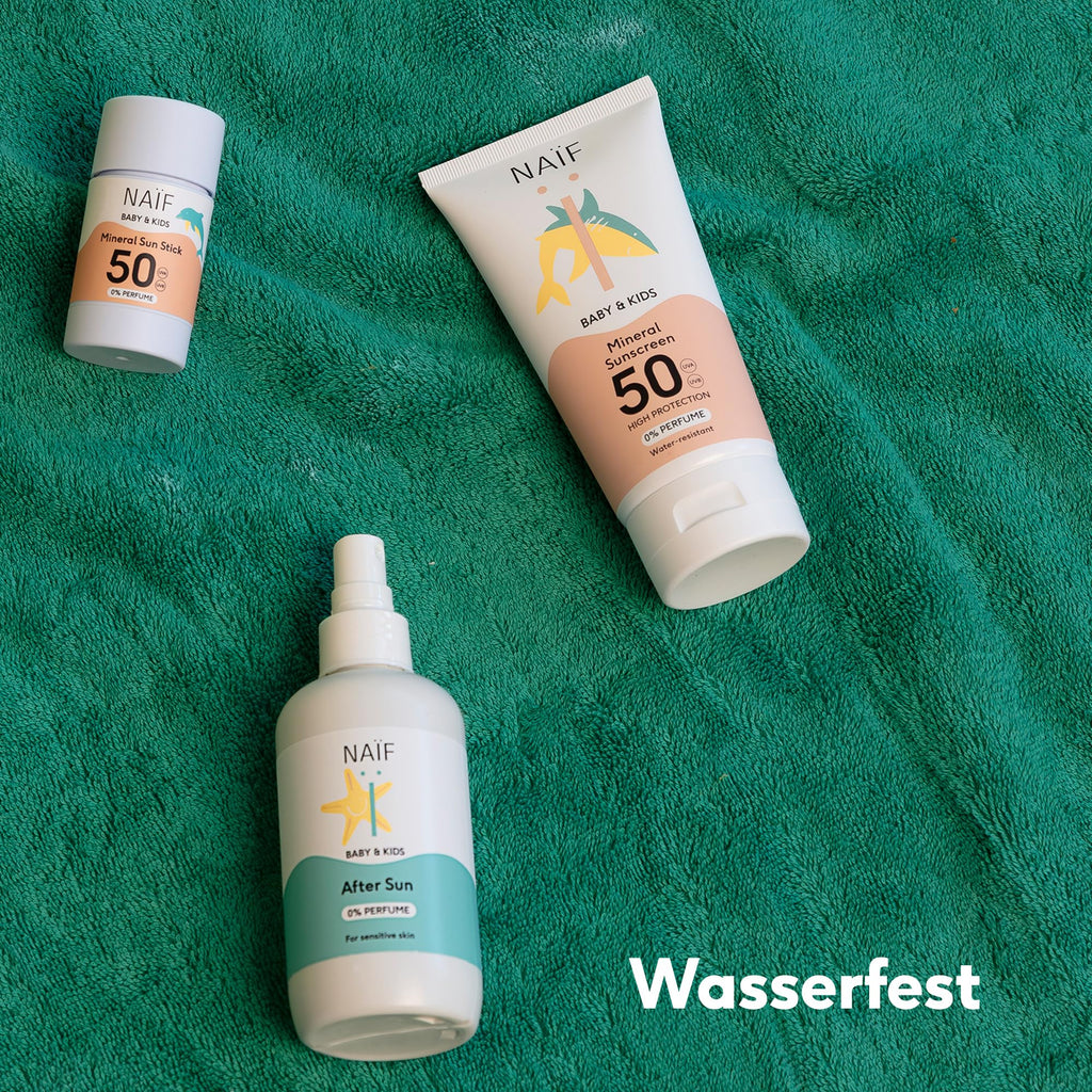 Naïf - Mineralischer Sonnenschutzstick - für Baby & Kind - LSF 50-0% Parfüm - Stick ohne Mikroplastik, Mineralöle oder Silikone - UVA und UVB Schutz - Wasserresistent - Dermatologisch Getestet - 36g